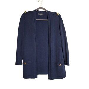 Vintage Flawed St. John Santana Knit Old Money Quiet Luxury Navy Cardigan Sweate